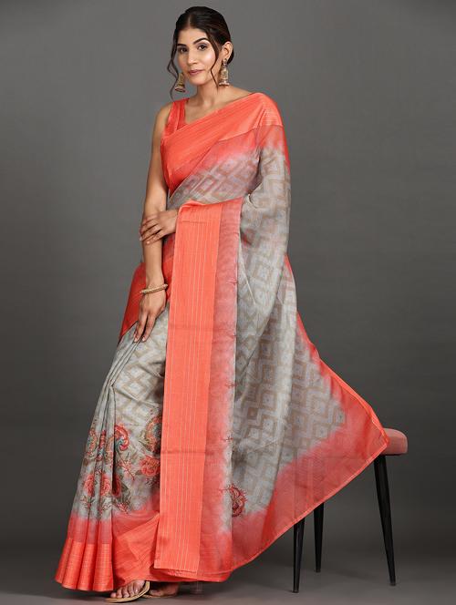 Women Printed Casual Wear Saree With Blouse - 21912310 - Very Small Image - 1