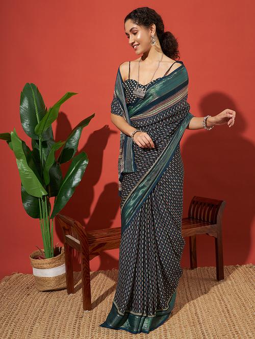 women printed casual wear saree with blouse - 21912367 - Very Small Image - 1