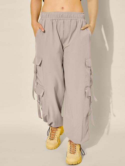 women solid high rise parachute pant - 21913304 - Very Small Image - 1