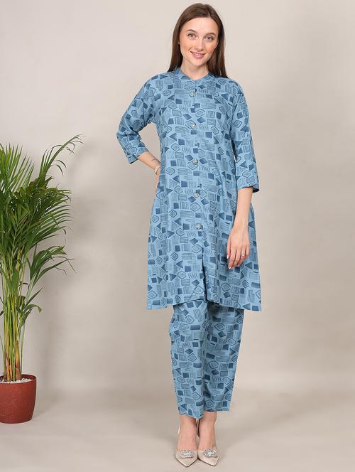 women three quarter sleeve kurta pant set - 21916459 - Very Small Image - 1