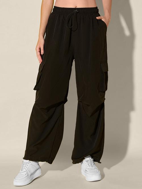 women solid high rise parachute pant - 21916506 - Very Small Image - 1