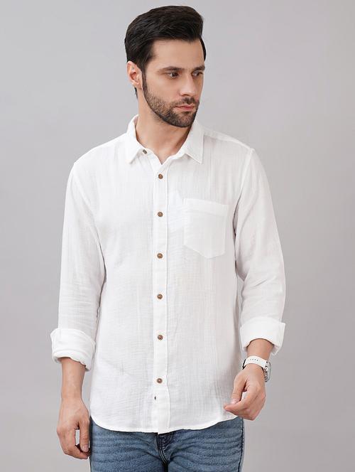 Men Solid Long Sleeve Regular Fit Casual Shirt - 21917049 - Very Small Image - 1