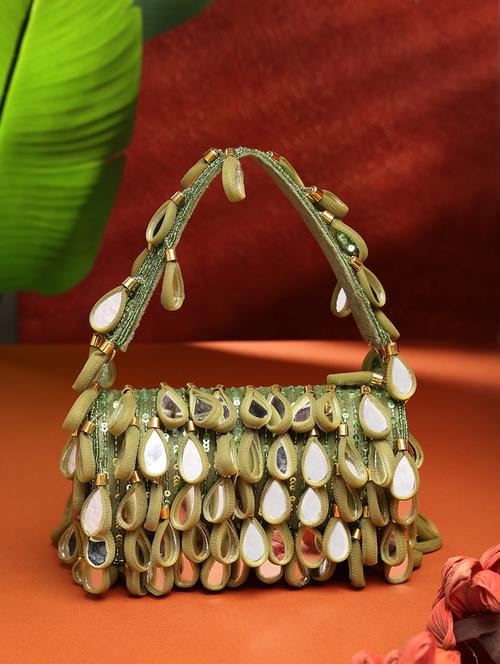 women mirror worked clutch with detachable strap - 21918664 - Very Small Image - 1