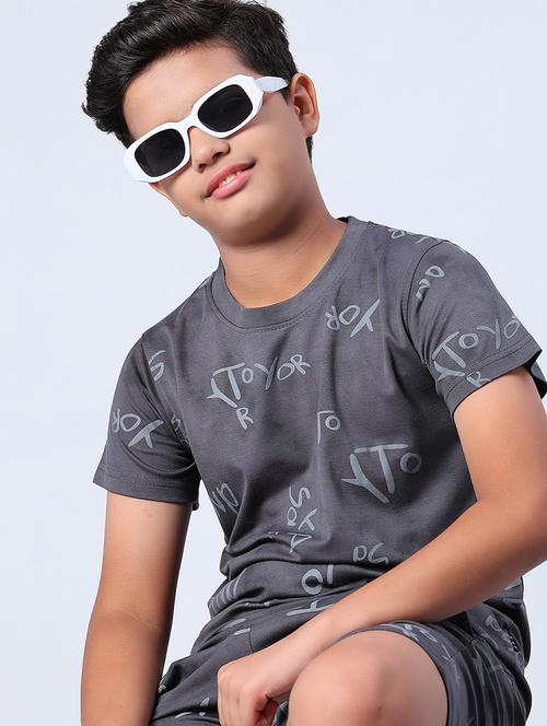 boys printed t-shirt and shorts co-ords set - 21919264 - Very Small Image - 1