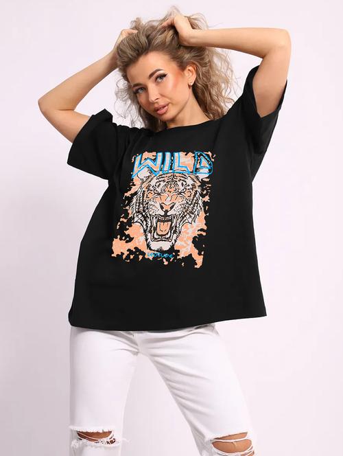 women printed short sleeves oversized t-shirt - 21922724 - Very Small Image - 1
