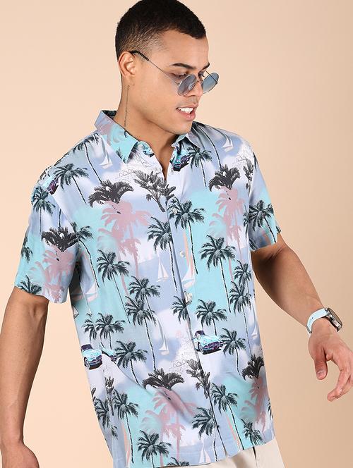 men tropical printed collared casual shirt - 21922770 - Very Small Image - 1
