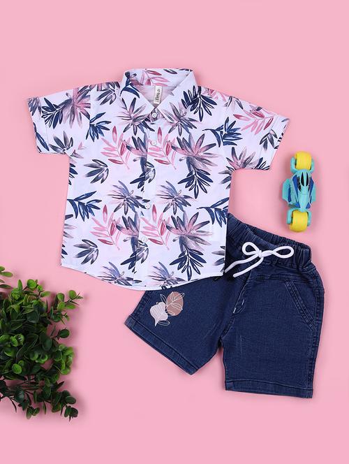 boys printed shirt & shorts casual wear set - 21923125 - Very Small Image - 1