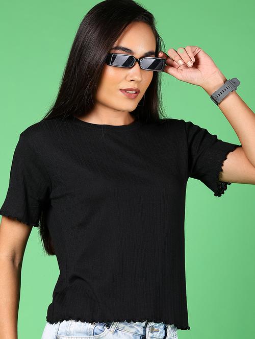 women solid short sleeves regular top - 21924567 - Very Small Image - 1