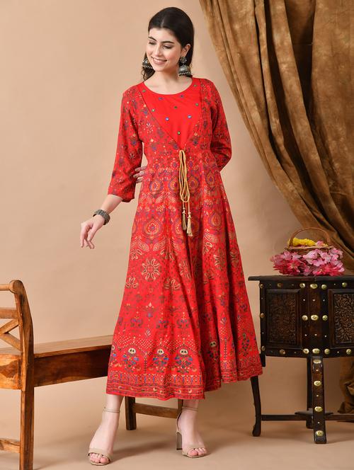 women three quarter sleeve ethnic dress - 21924904 - Very Small Image - 1