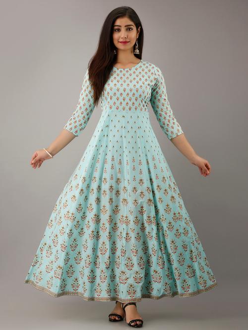 women three quarter sleeve anarkali ethnic dress - 21924924 - Very Small Image - 1