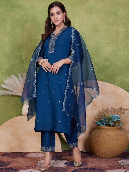 women three quarter sleeve kurta pant with dupatta set - 21925265 - Very Small Image - 1