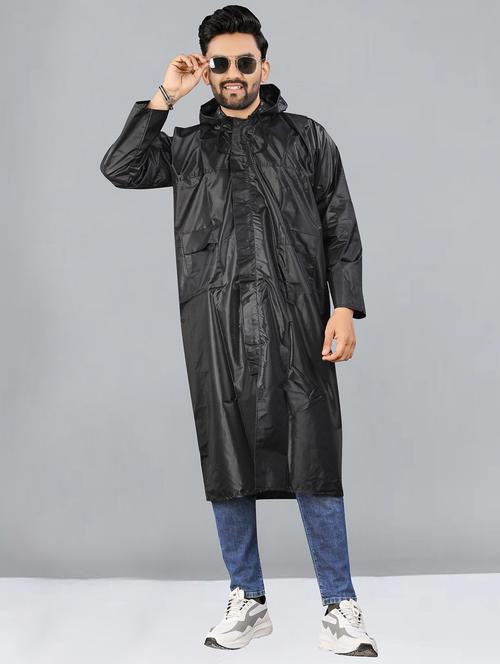 men solid long sleeve hooded rain coat - 21925529 - Very Small Image - 1