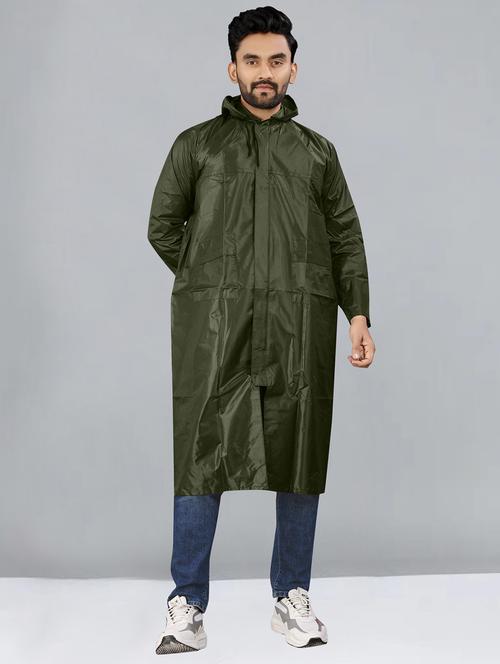 men solid long sleeve hooded rain coat - 21925530 - Very Small Image - 1