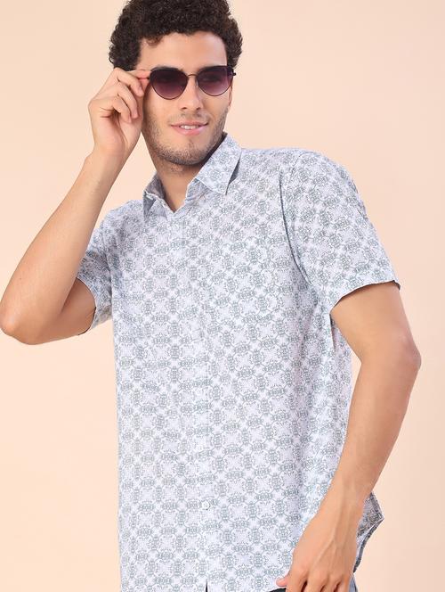 men printed short sleeve regular fit casual shirt - 21926565 - Very Small Image - 1