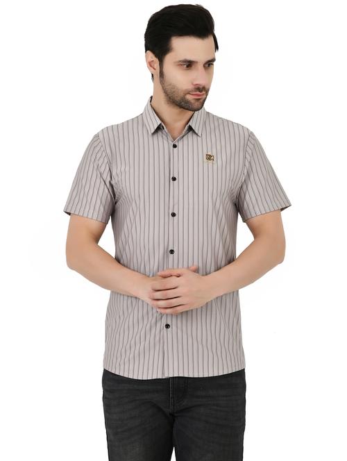 men striped collared short sleeves shirt - 21928466 - Very Small Image - 1