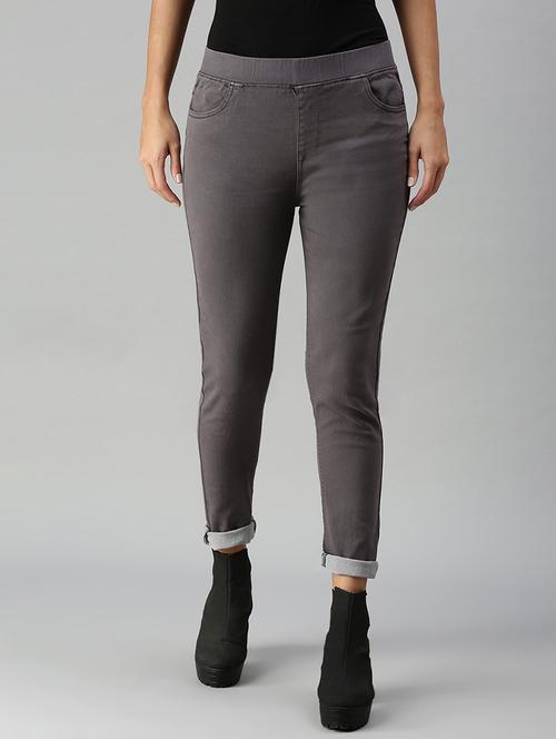 women sollid mid rise slim fit jegging - 21930260 - Very Small Image - 1