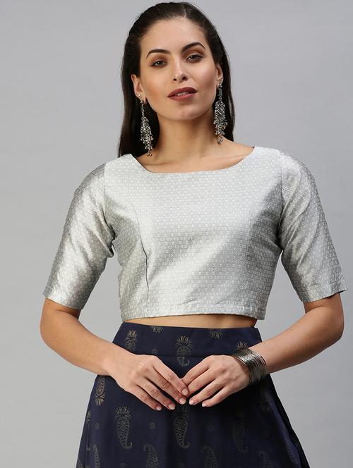 women silver short sleeve stitched blouse - 21930485 - Very Small Image - 1