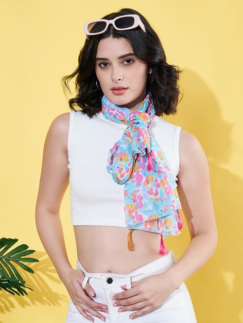 women light blue printed scarf - 21930732 - Very Small Image - 1