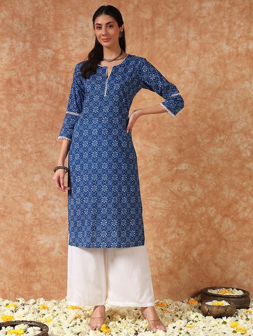 women three quarter sleeve straight kurta - 21930972 - Very Small Image - 1