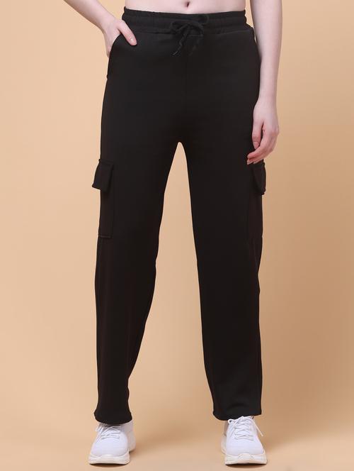 women black solid mid rise cargo - 21931396 - Very Small Image - 1