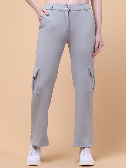 women grey solid mid rise cargo - 21931398 - Very Small Image - 1