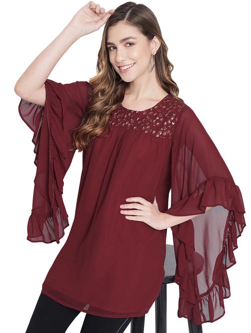 women embellished flared sleeve long top - 21931447 - Very Small Image - 1