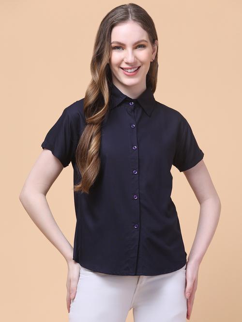 women solid collared short sleeve shirt - 21931947 - Very Small Image - 1