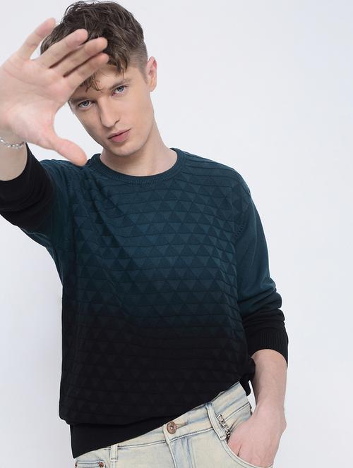 men ombre long sleeve regular fit pullover - 21933407 - Very Small Image - 1