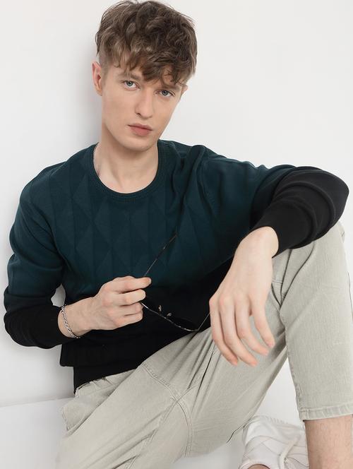 men ombre long sleeve regular fit pullover - 21933408 - Very Small Image - 1