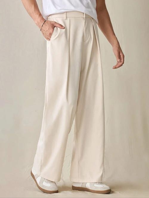 men solid mid rise pleated korean trouser - 21937121 - Very Small Image - 1