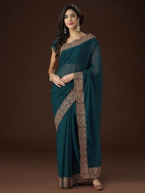 women printed bordered saree with blouse - 21939098 - Very Small Image - 1