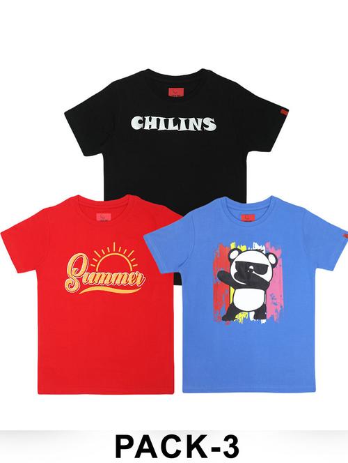 boys pack of 3 printed round neck t-shirt  - 21944807 - Very Small Image - 1