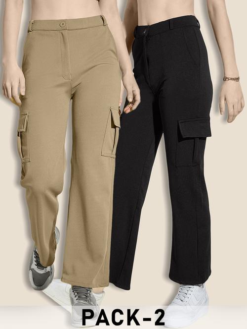 women pack of 2 solid mid rise cargo - 21946762 - Very Small Image - 1