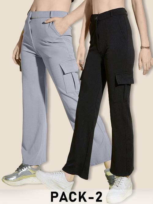 women pack of 2 solid mid rise cargo - 21946764 - Very Small Image - 1