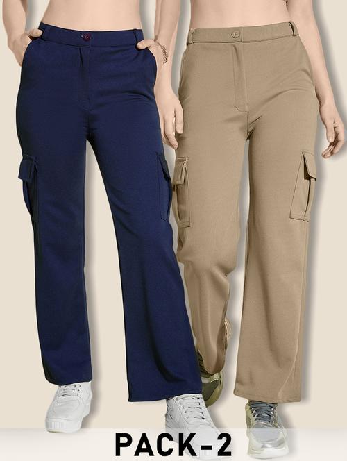 women pack of 2 solid mid rise cargo - 21946768 - Very Small Image - 1