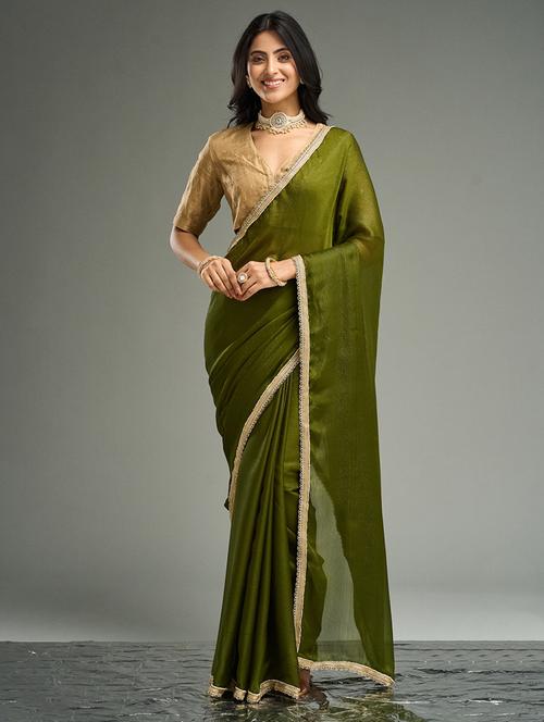 women solid embellished bordered saree with blouse - 21949701 - Very Small Image - 1