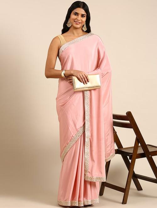 women solid with bordered saree with blouse - 21949873 - Very Small Image - 1