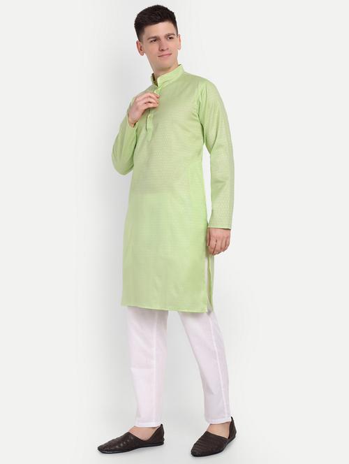 men mandarin neck kurta with trousers ethnic wear set - 21950281 - Very Small Image - 1