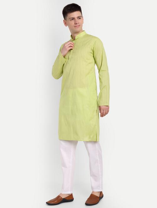 men mandarin neck kurta with trousers ethnic wear set - 21950288 - Very Small Image - 1