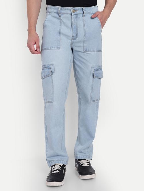 men solid mid rise denim cargo - 21951827 - Very Small Image - 1