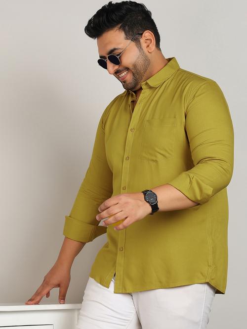 men plus size solid long sleeve regular fit casual shirt - 21956196 - Very Small Image - 1