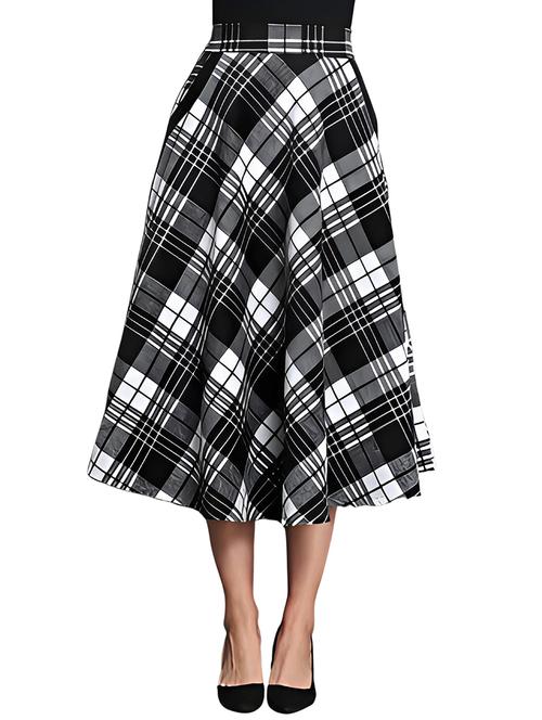 women checkered mid rise flared skirt - 21956437 - Very Small Image - 1