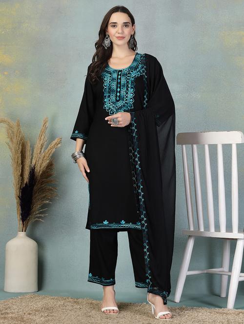 women three quarter sleeve kurta pant with dupatta set - 21956984 - Very Small Image - 1