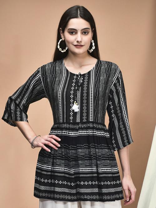 women three quarter sleeve flared tunic - 21959474 - Very Small Image - 1