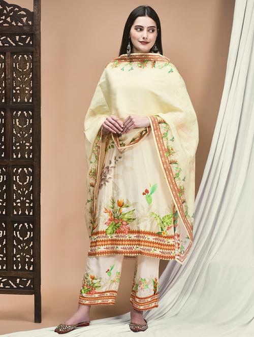 women three quarter sleeve kurta pant with dupatta set - 21959515 - Very Small Image - 1