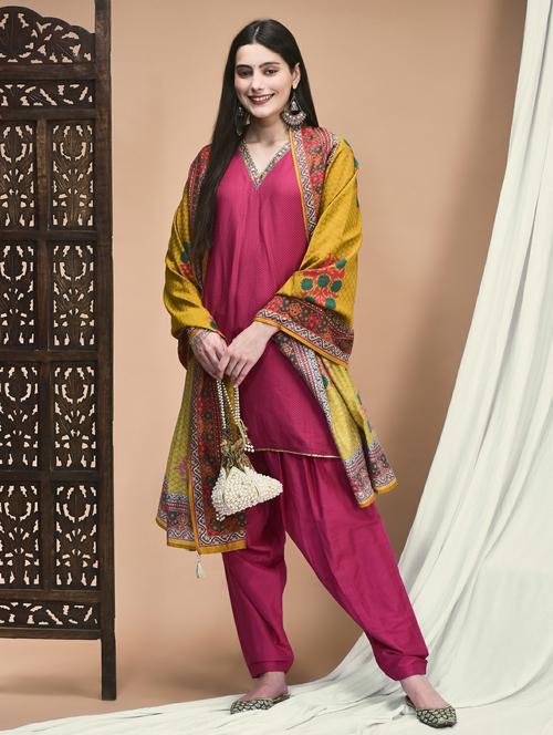 women three quarter sleeve kurta salwar with dupatta set - 21959524 - Very Small Image - 1