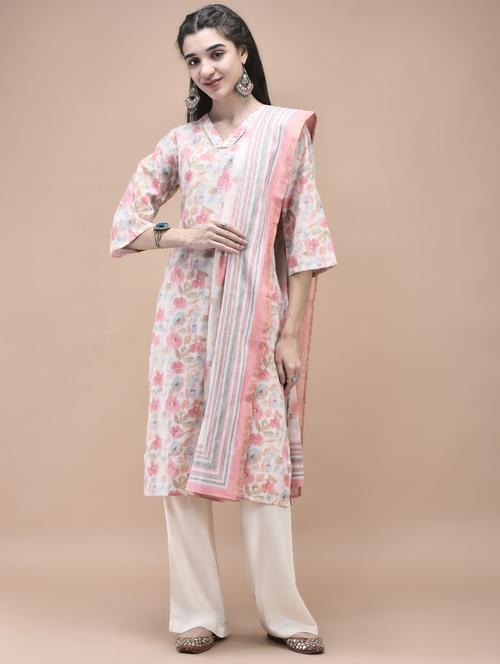 women three quarter sleeve kurta palazzo with dupatta set - 21959530 - Very Small Image - 1