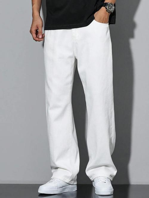 men solid mid rise full length baggy jeans - 21961621 - Very Small Image - 1