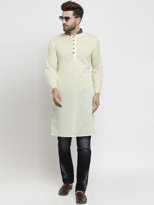 men solid mandarin neck long kurta - 21962066 - Very Small Image - 1