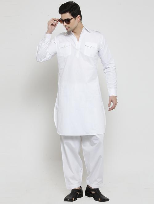 men solid long sleeve pathani kurta - 21962086 - Very Small Image - 1
